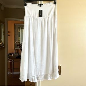 Gorgeous NWT INC White Rayon Lined Elastic Solid Shirred Wide Waistband Skirt XS